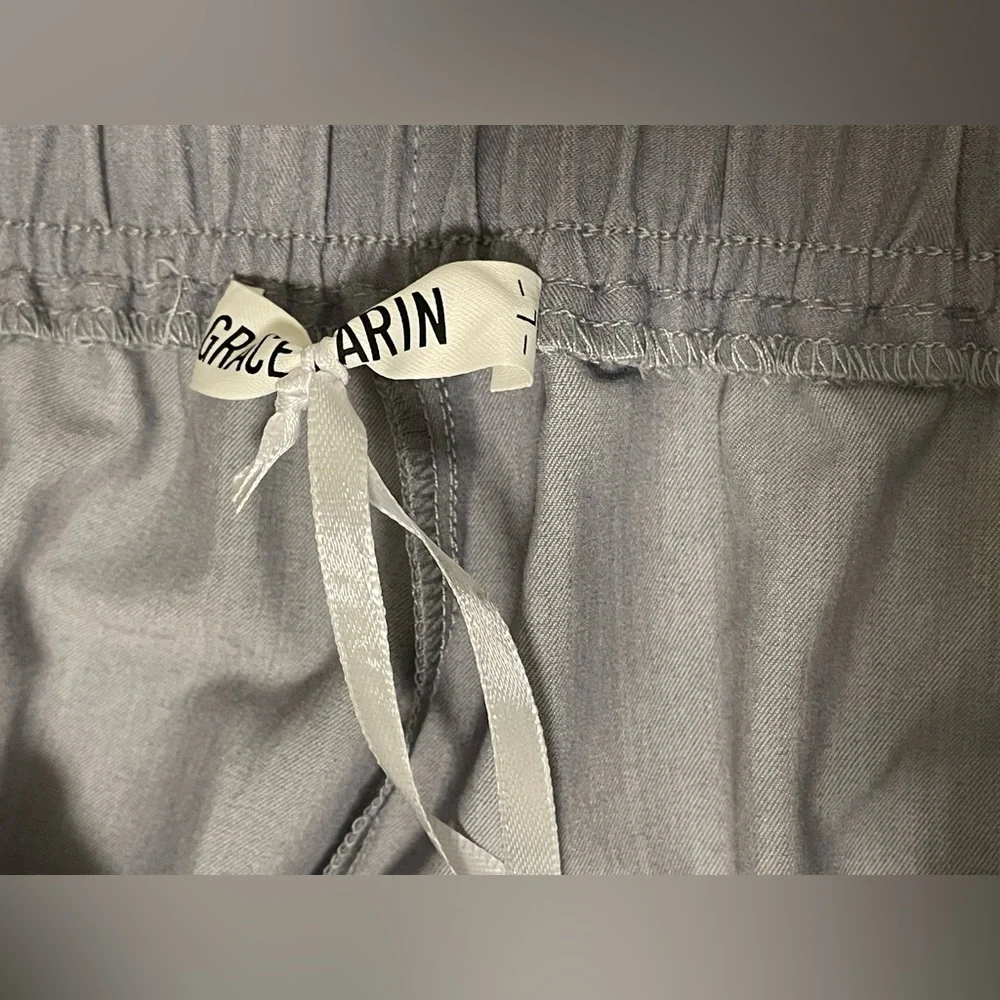Grace Karin Pants Large Gray Wide Leg Career Pant Solid Pull‎ On Stretch New L